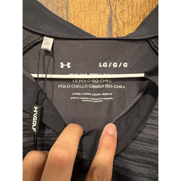 NWT Under Armour Men’s ISO Chill Polo Black Grey Large - Picture 2 of 4